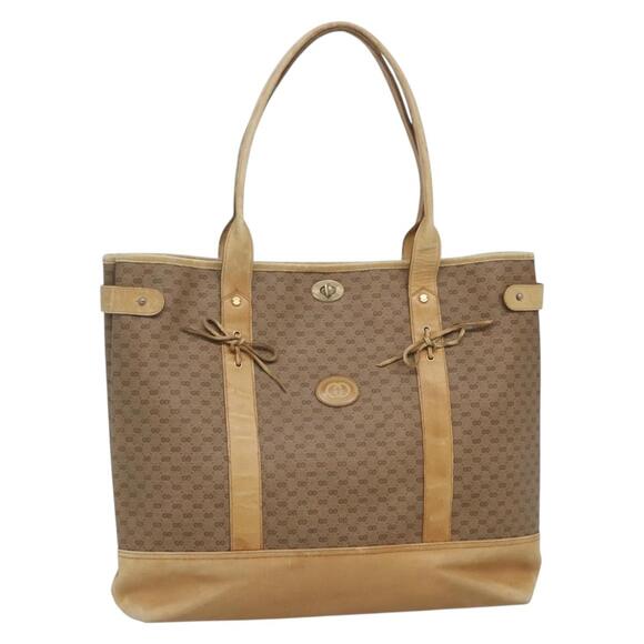 GUCCI Micro GG Supreme Tote Bag Pvc Beige Gold - Picture 1 of 16